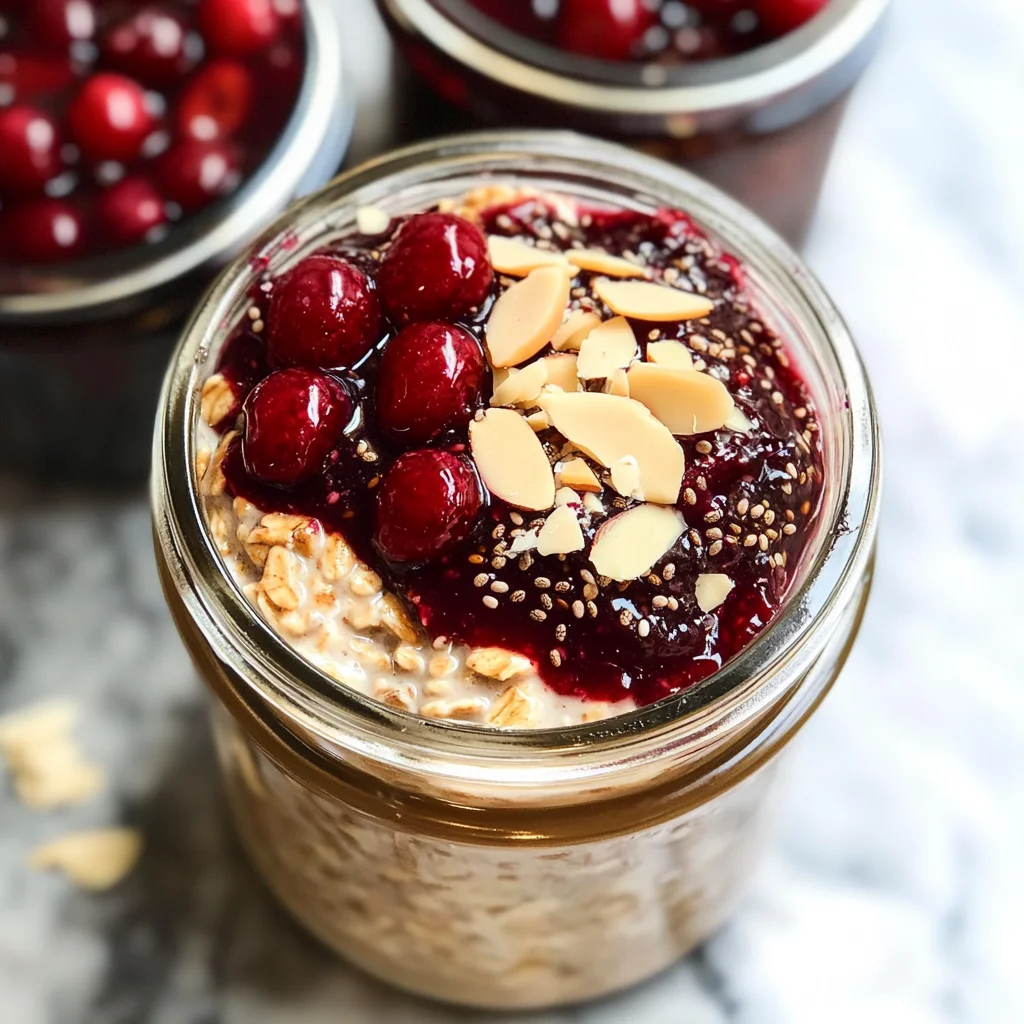 Healthy Overnight Oats with Cherry Chia Seed Jam