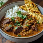Slow-Cooked Beef and Coconut Curry with Garlic Naan