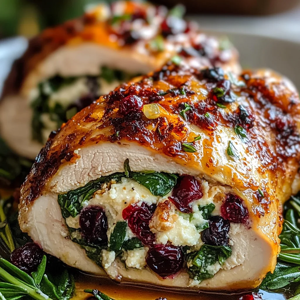 Spinach & Cranberry Stuffed Chicken Breasts