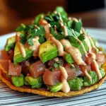 Tuna Tartare Tostada with Chipotle Mayonnaise