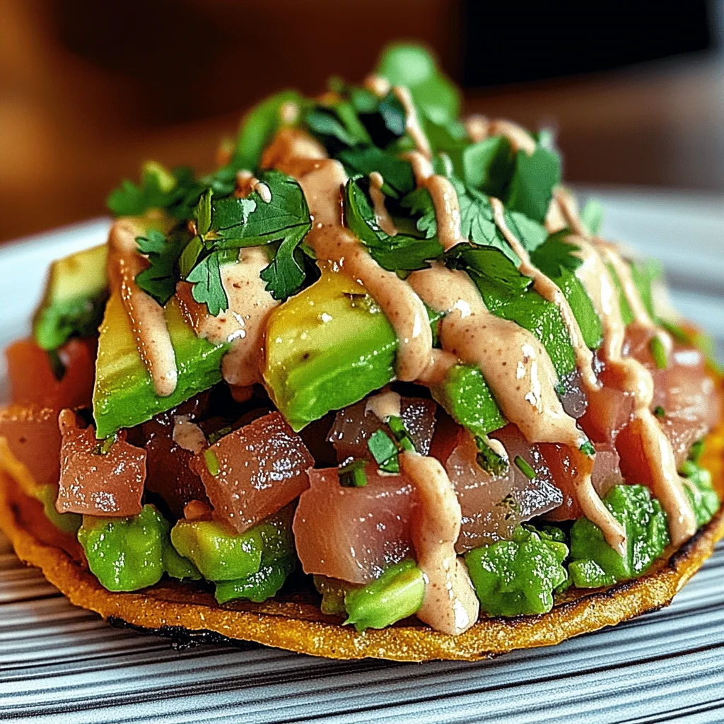 Tuna Tartare Tostada with Chipotle Mayonnaise