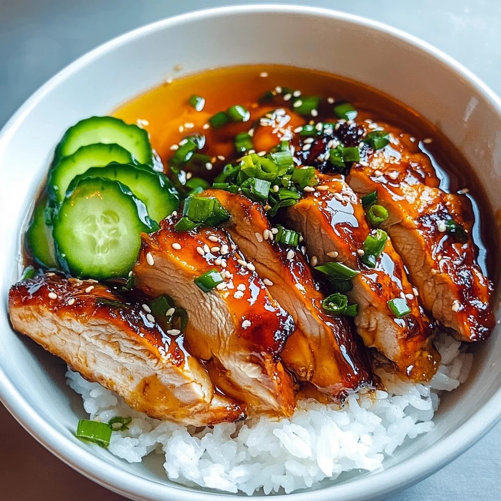 Caramelised Soy Chicken in Garlic Ginger Broth with Rice