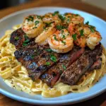 Creamy Cajun Steak and Shrimp Alfredo