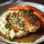 Creamy Herb Roasted Chicken with Mashed Potatoes and Honey-Glazed Carrots
