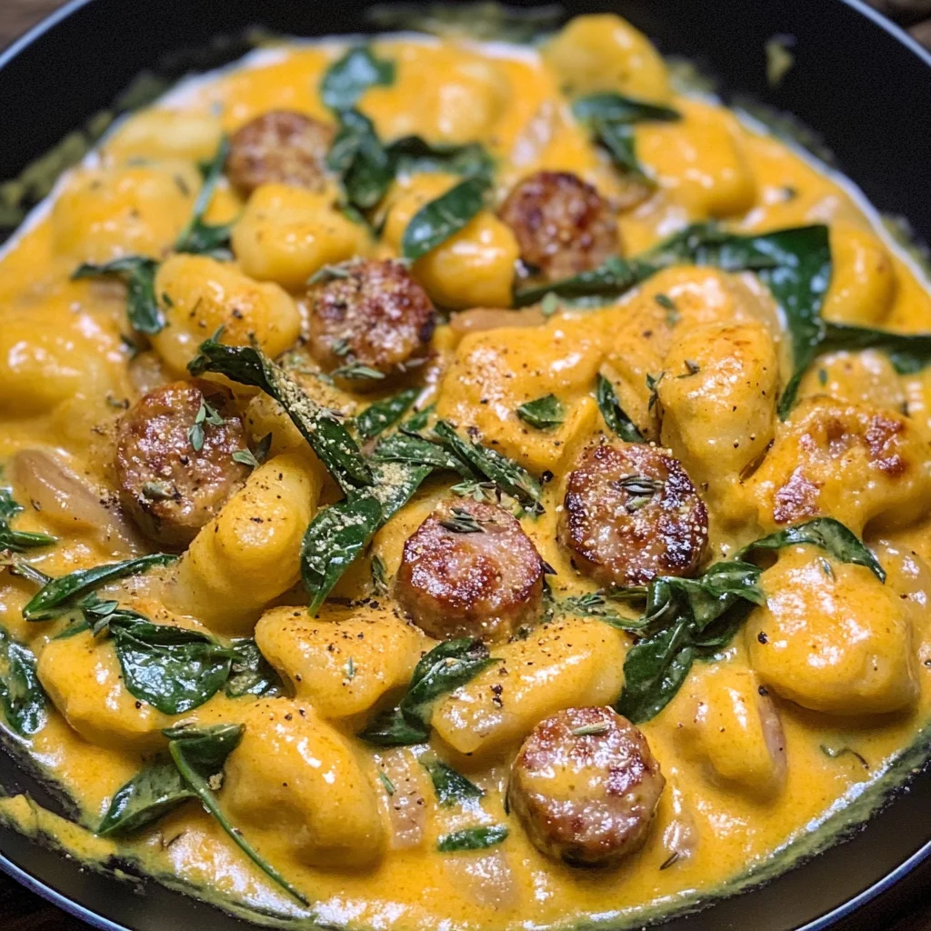 Creamy Pumpkin Gnocchi with Spinach and Sausage (30-Minute, One-Pan)