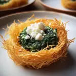 Crispy Kataifi Nest with Spinach-Feta Melt