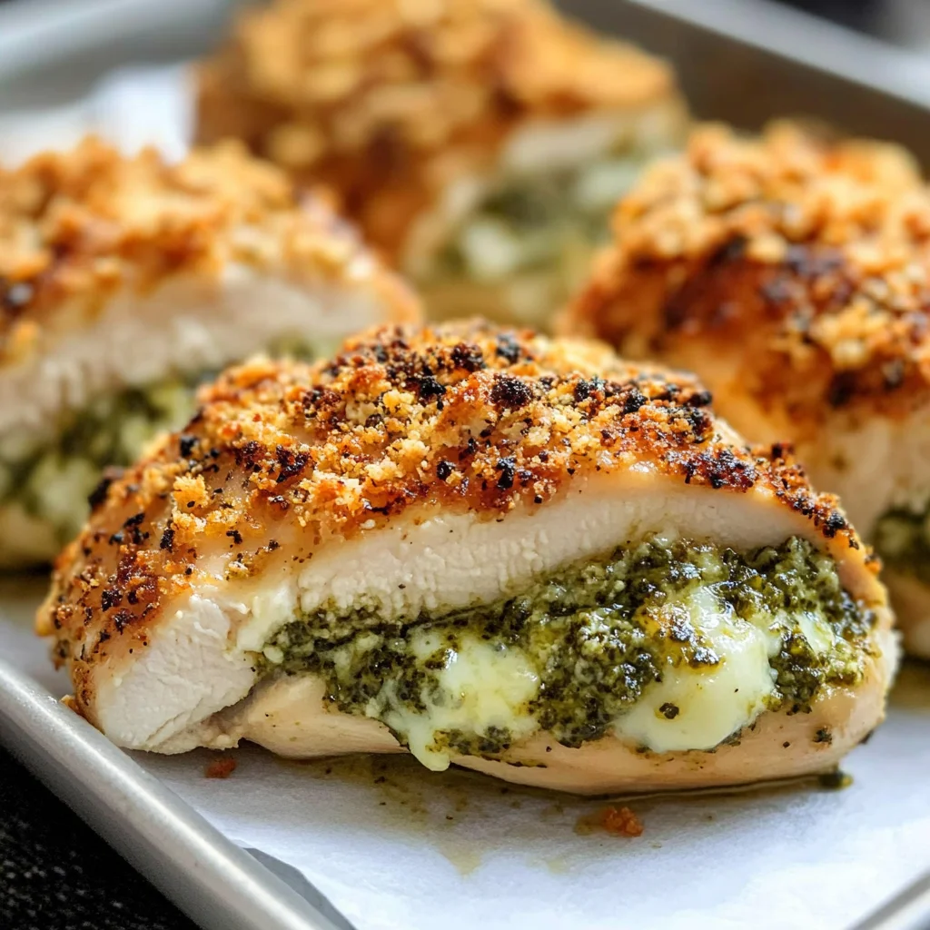 Healthy Pesto Stuffed Chicken Breast