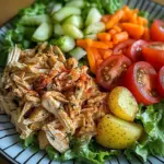Herbed Potatoes with Shredded Chicken & Fresh Salad