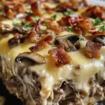 Mushroom Swiss Turkey Bacon Meatloaf Casserole