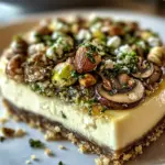 Pistachio and Mushroom Cheesecake with Feta & Parmesan Crust