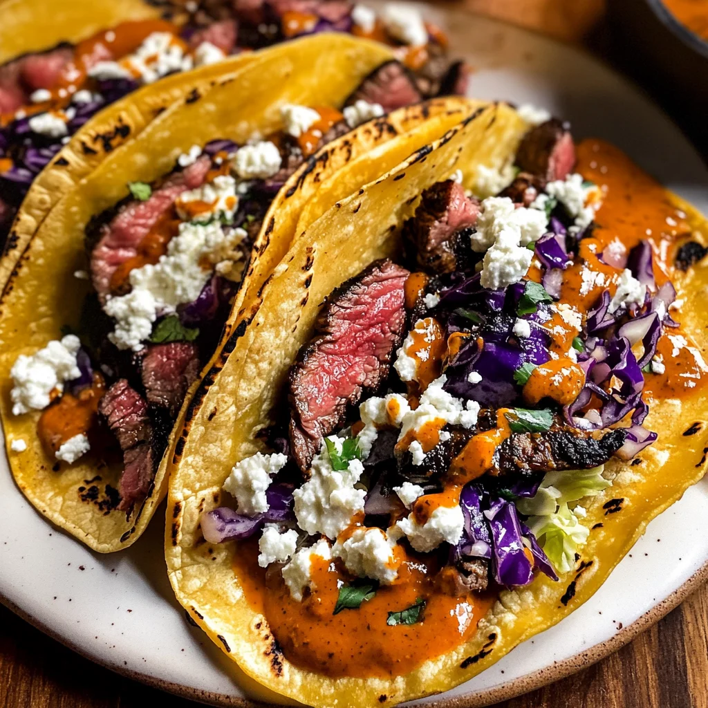 Steak Tacos with Chipotle Sauce & Roasted Cabbage Slaw