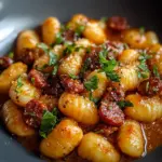 Gnocchi with Chorizo and Creamy Harissa Sauce
