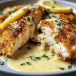 Lemon Pecorino Crusted Chicken with Creamy Lemon Sauce