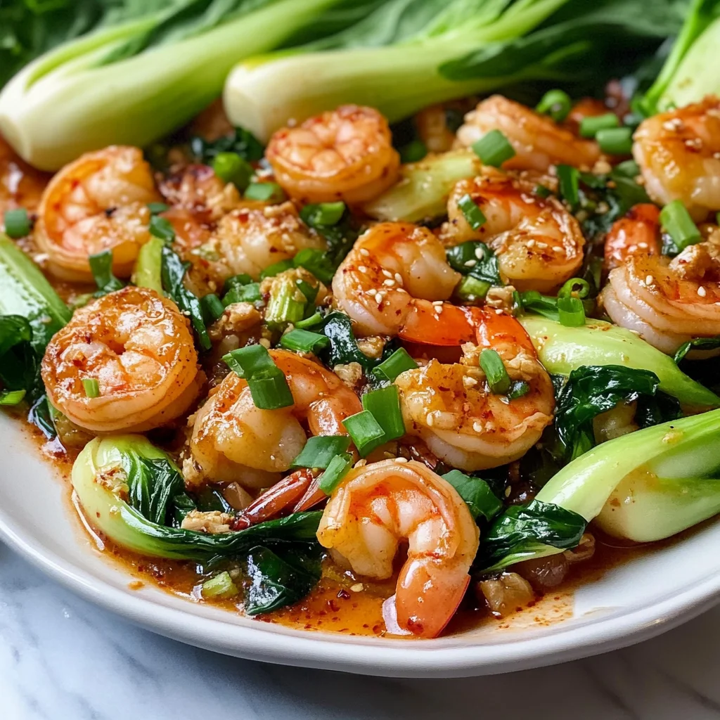 Spicy Garlic Butter Shrimp and Baby Bok Choy