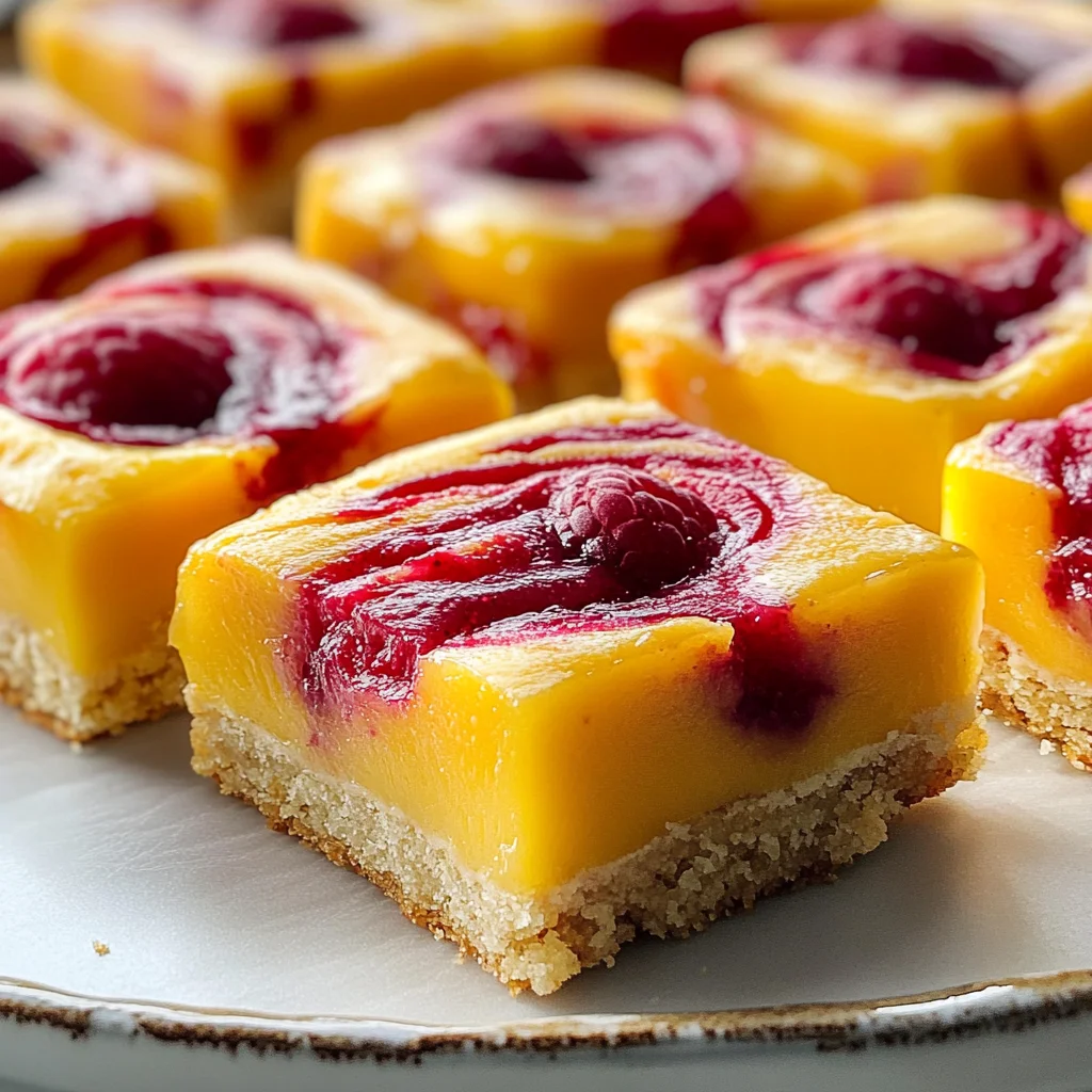 Mango Bars with Raspberry Swirl