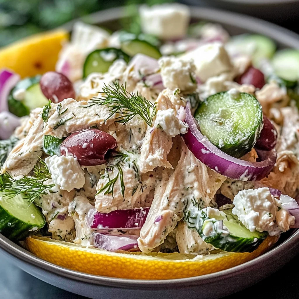 Tzatziki Chicken Salad with Olives, Feta, and Dill Recipe
