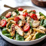 Chicken Pasta Salad with Spinach & Tomatoes