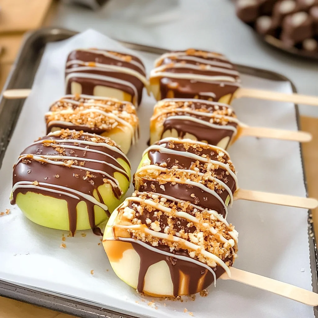 Chocolate Caramel Apple Slices Pops