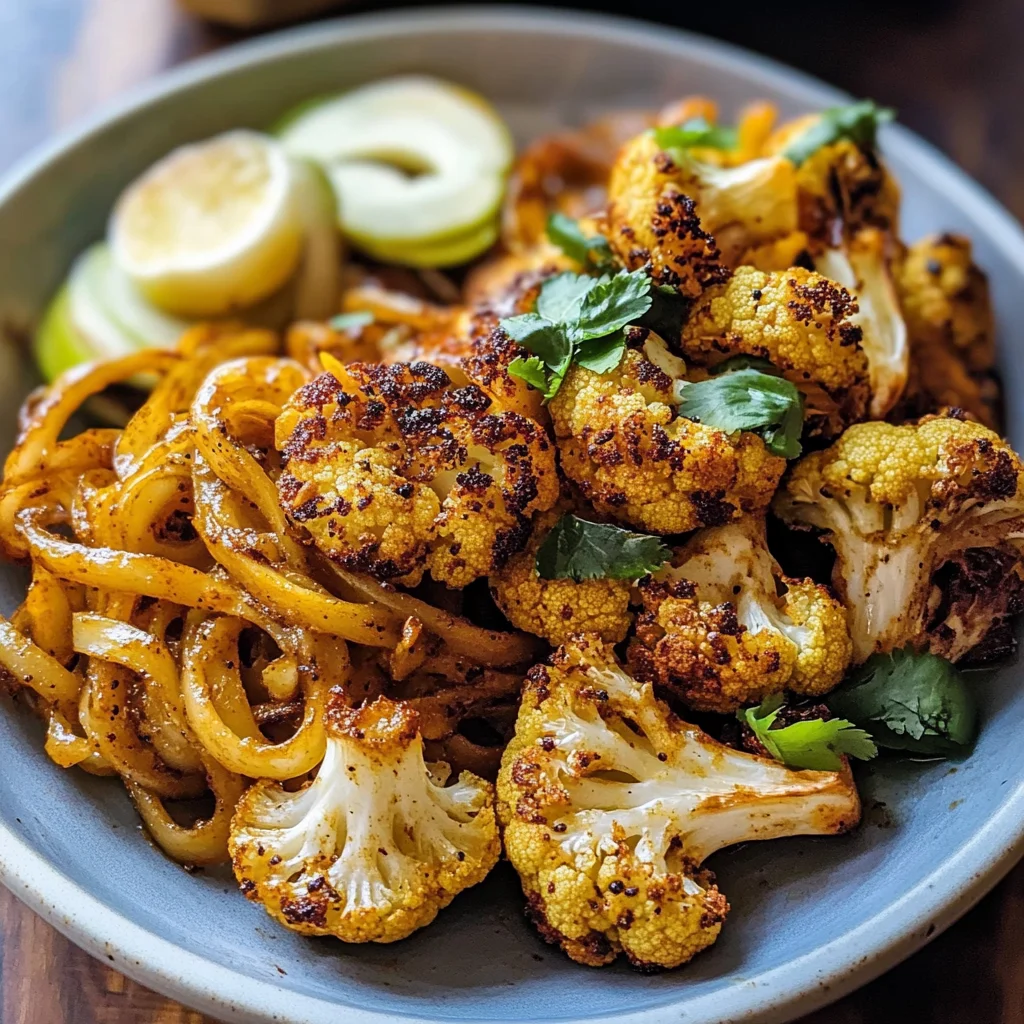 Crispy Black Pepper Turmeric Cauliflower and Garlic Noodles