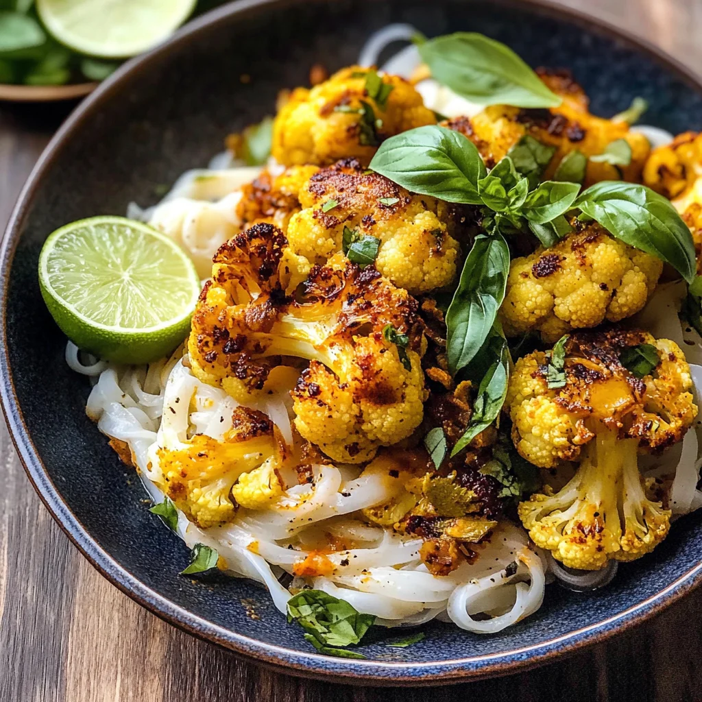 Crispy Black Pepper Turmeric Cauliflower and Garlic Noodles