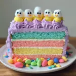 Easter Peep Cake with Multi-Colored Layers