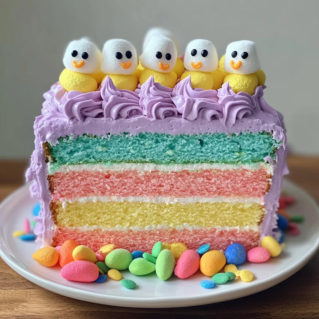 Easter Peep Cake with Multi-Colored Layers