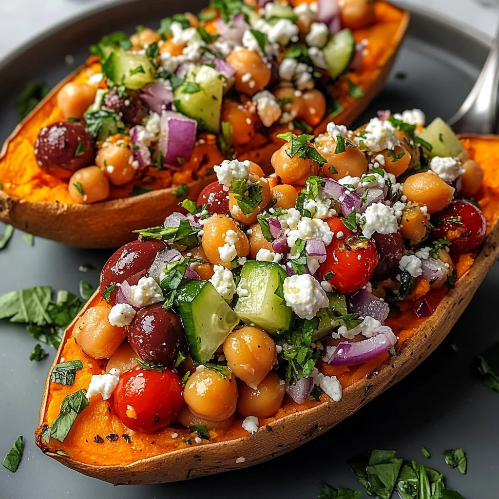 Mediterranean Stuffed Sweet Potatoes