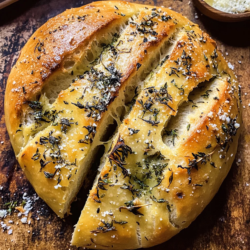 No-Knead Rosemary Garlic Parmesan Bread.