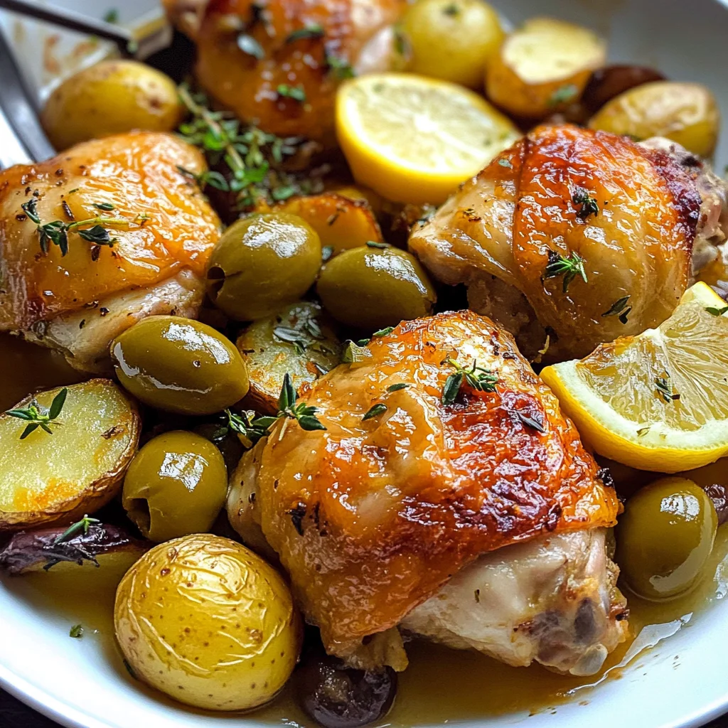Cast Iron Skillet Chicken Thighs with Potatoes and Olives
