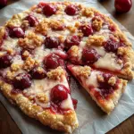 Cherry Dessert Pizza with Cherry Pie Filling and Crumble Topping Recipe