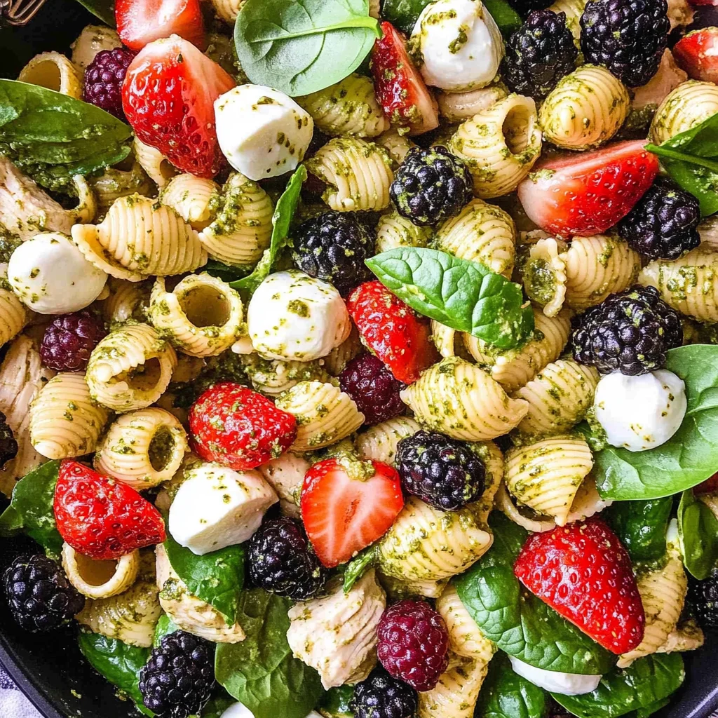 Chicken and Berry Pesto Pasta Salad