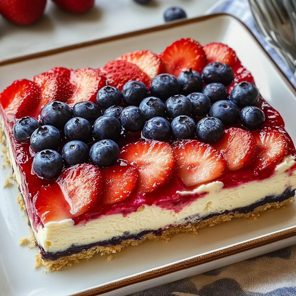 Flag Cheesecake Bars with Berry Topping