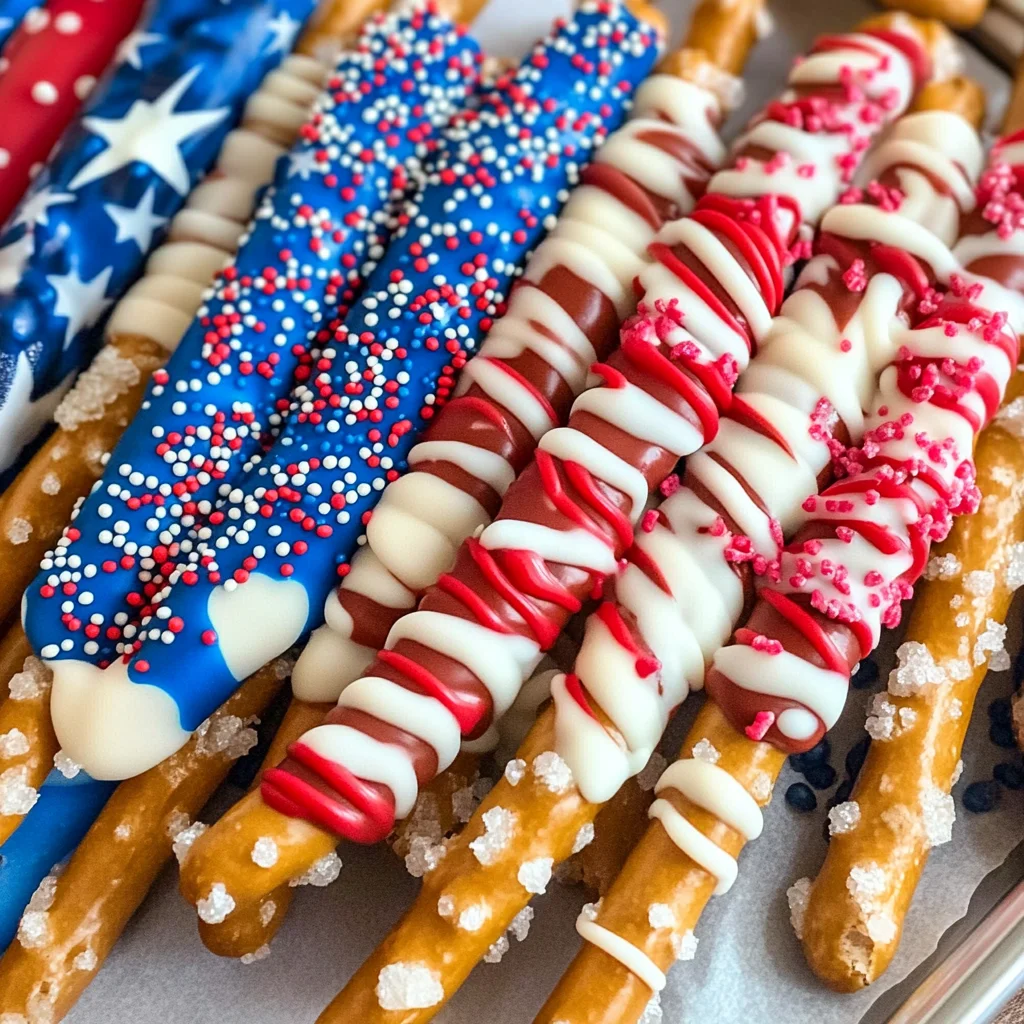 Fourth of July Pretzel Rods (White Chocolate Pretzels)