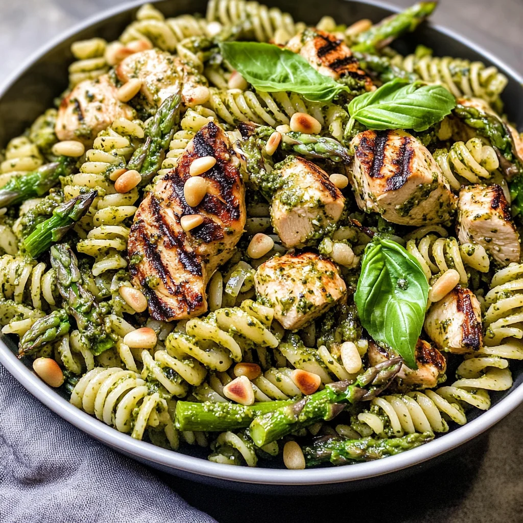 Grilled Chicken and Asparagus Pesto Pasta