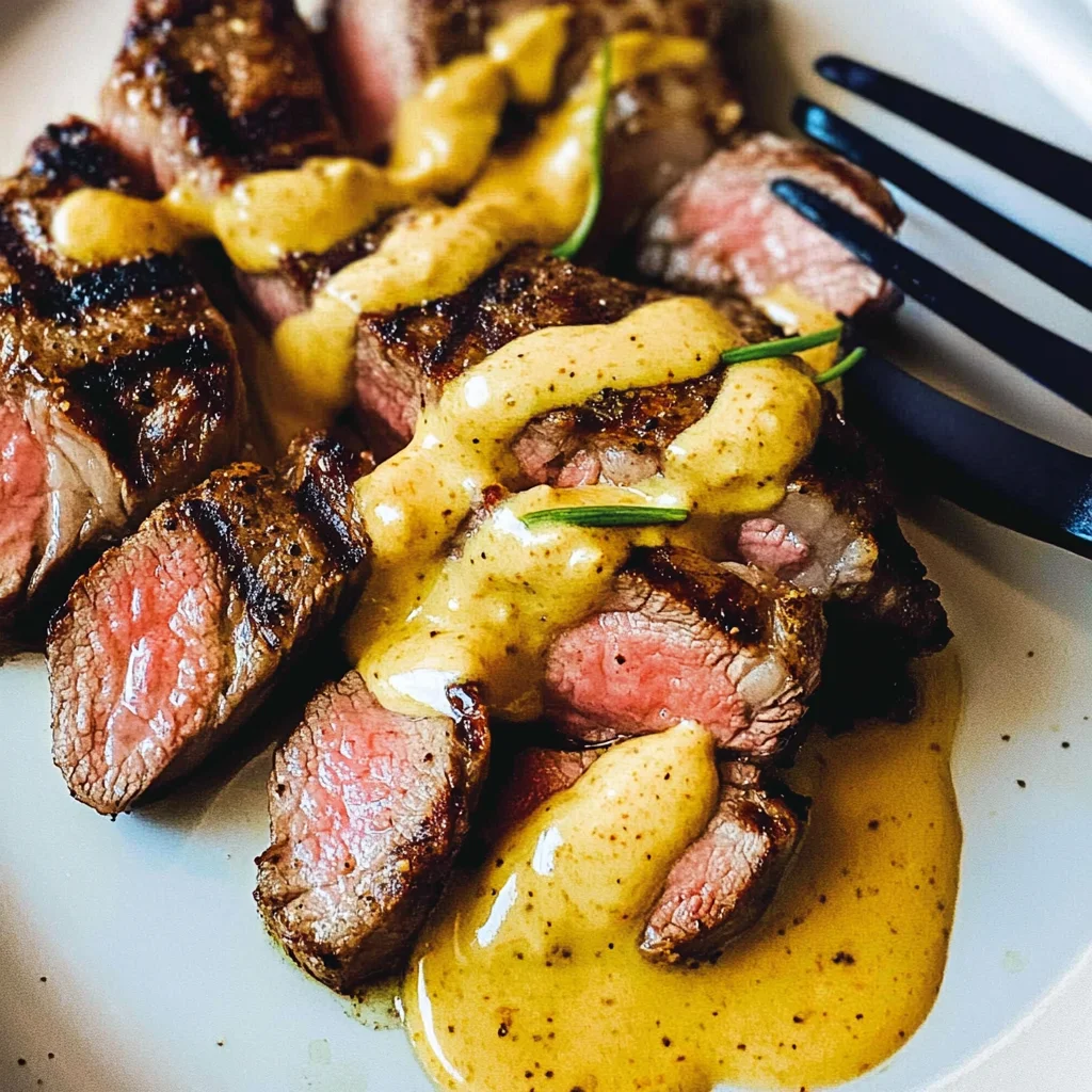 Grilled Ribeye Recipe with Spicy Mustard Sauce