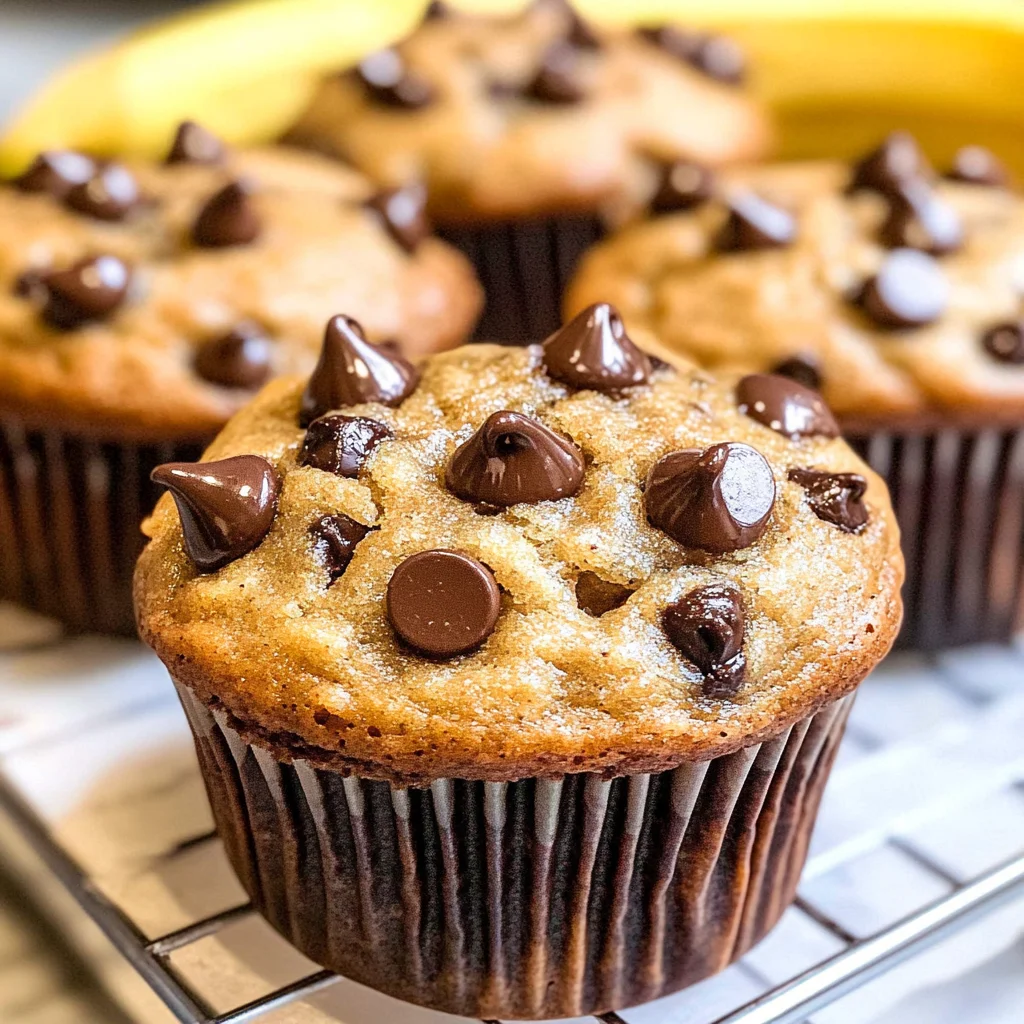 Healthy Banana Chocolate Chip Muffins