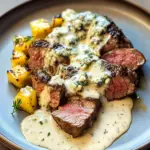 Pan Seared Denver Steak with Creamy Blue Cheese Sauce