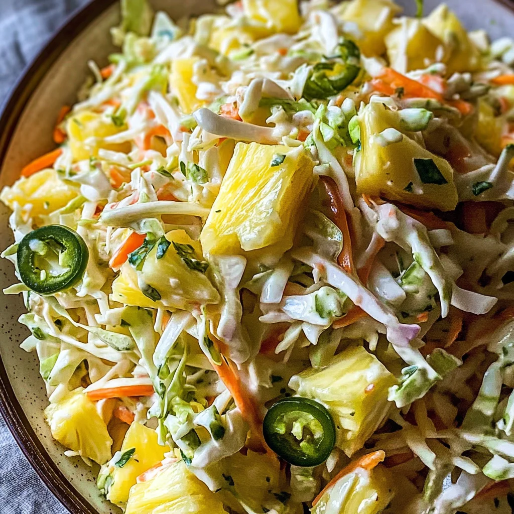 Pineapple Coleslaw with Jalapeno Peppers