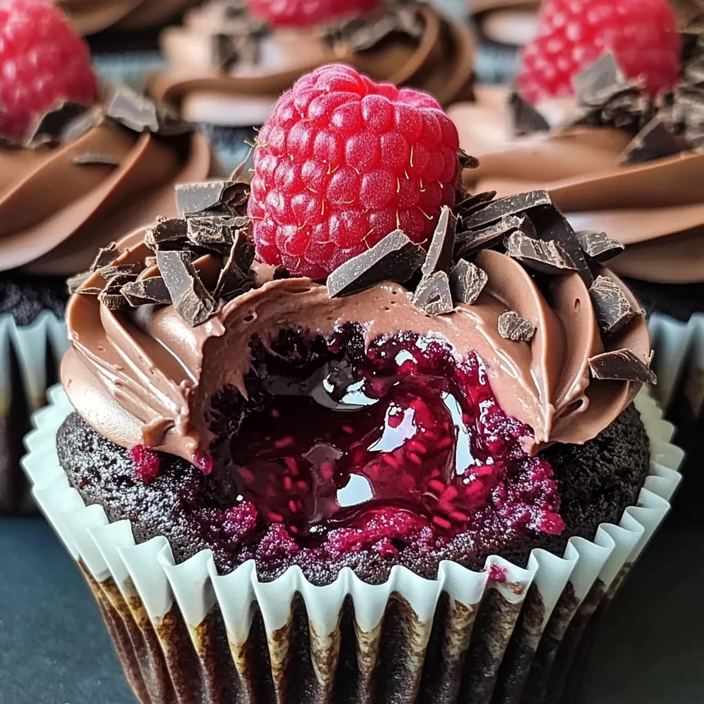 Raspberry Chocolate Lava Cupcakes