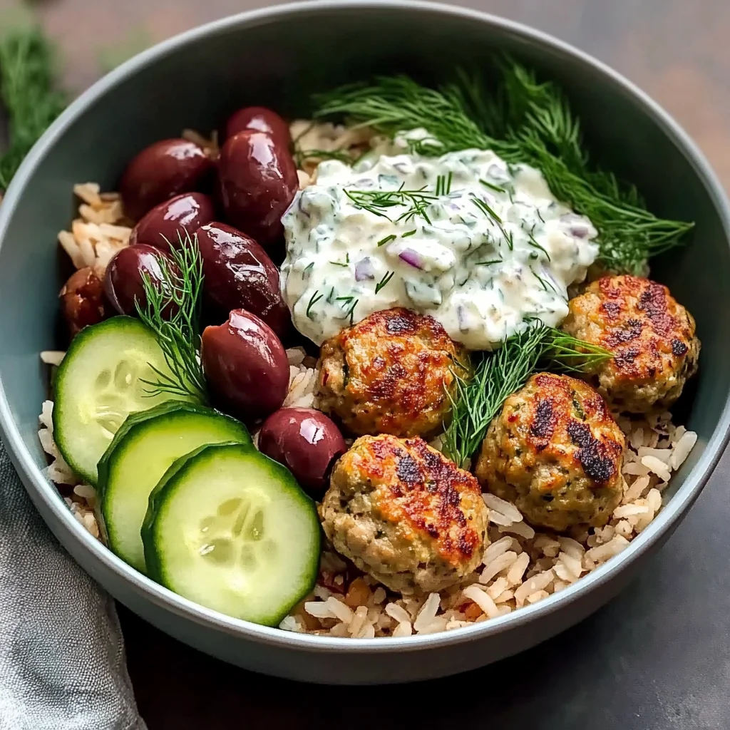 Tzatziki Greek Ground Turkey Meatball Bowls