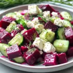 Vibrant Beet Feta Salad with Cucumber and Dill - Homefoodkitchen