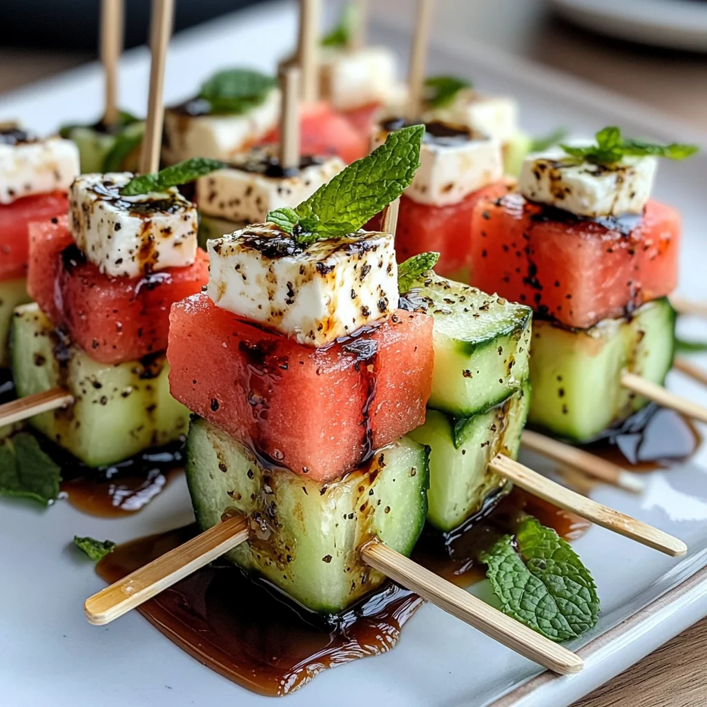 Watermelon Cucumber Feta Skewers: The Best 10-Minute Appetizer Recipe