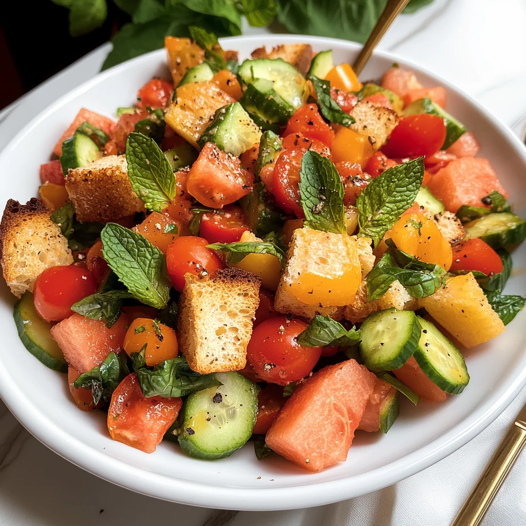 Watermelon Panzanella Salad (Gluten Free)