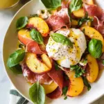 Peach Burrata Salad with Cchicken hampagne Vinaigrette