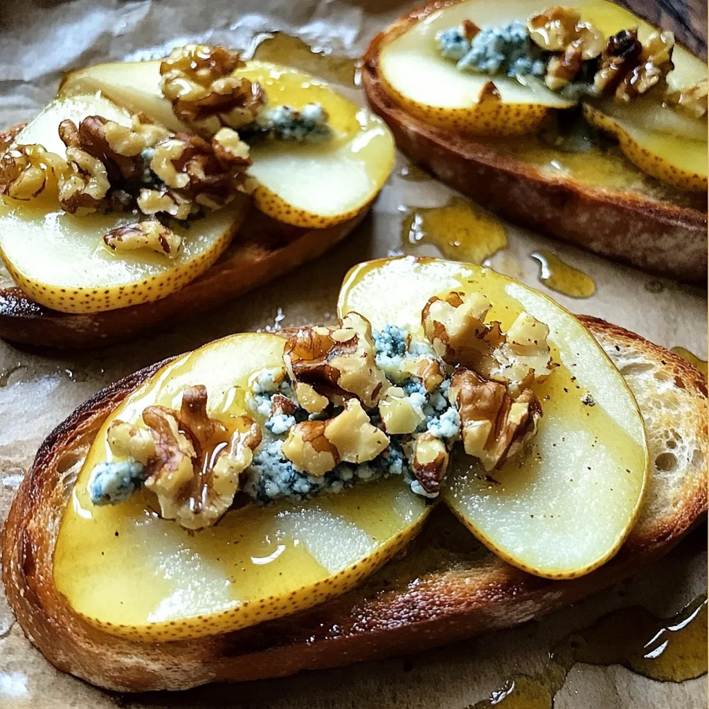 Pear Blue Cheese Honey Crostini with Walnuts