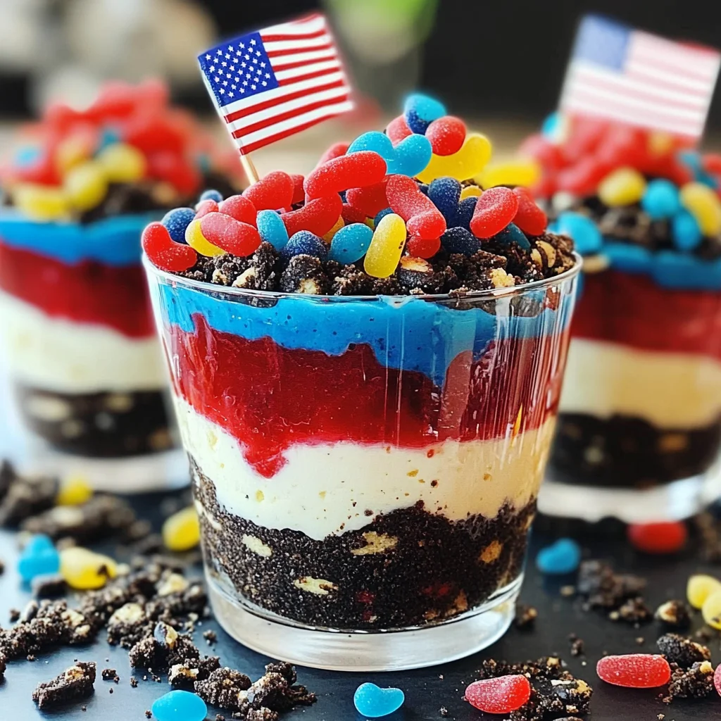Red White and Blue Dessert Dirt Cups